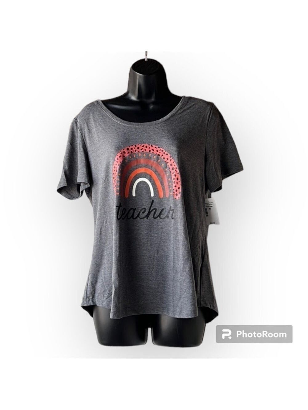 Rickis NWT Grey Rainbow Teacher Tee Shirt Sizes M, L and XL - Picture 2 of 4